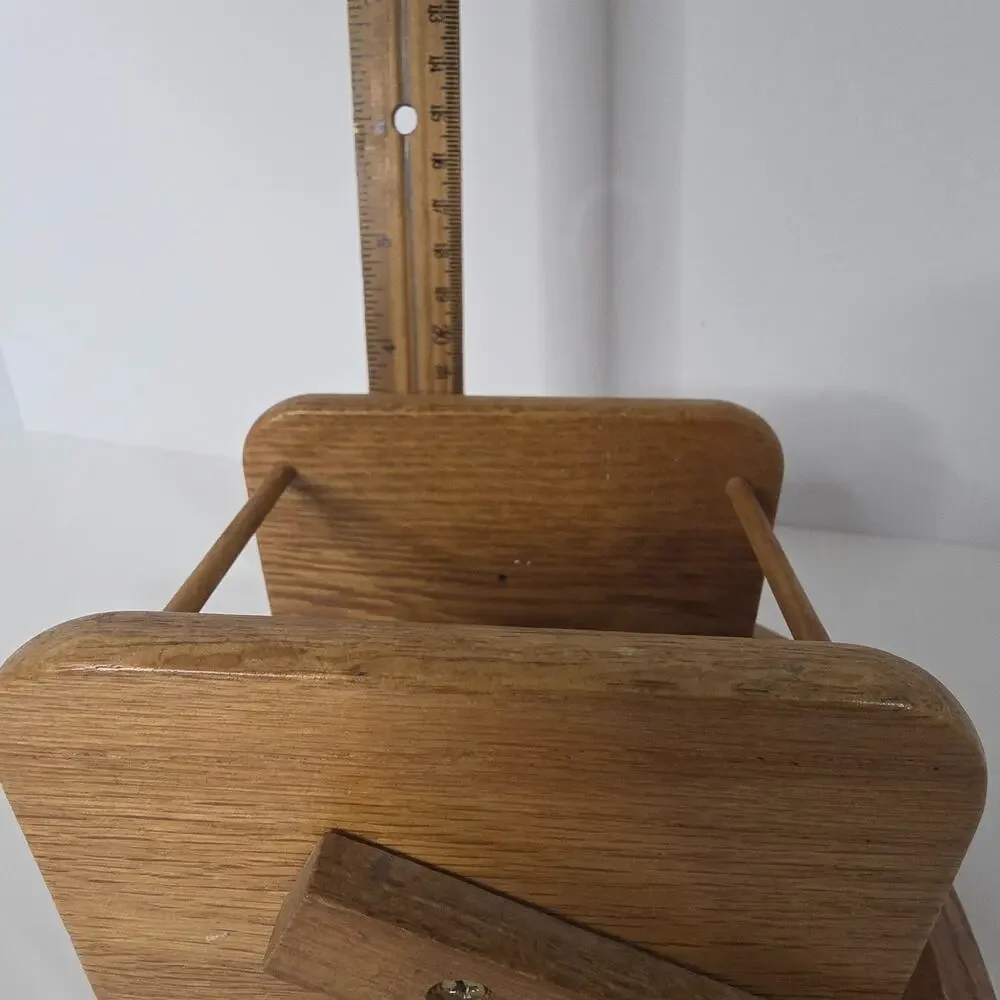 Vintage Wooden Self Leveling Condiment Spice Holder Gimbal Table Caddy